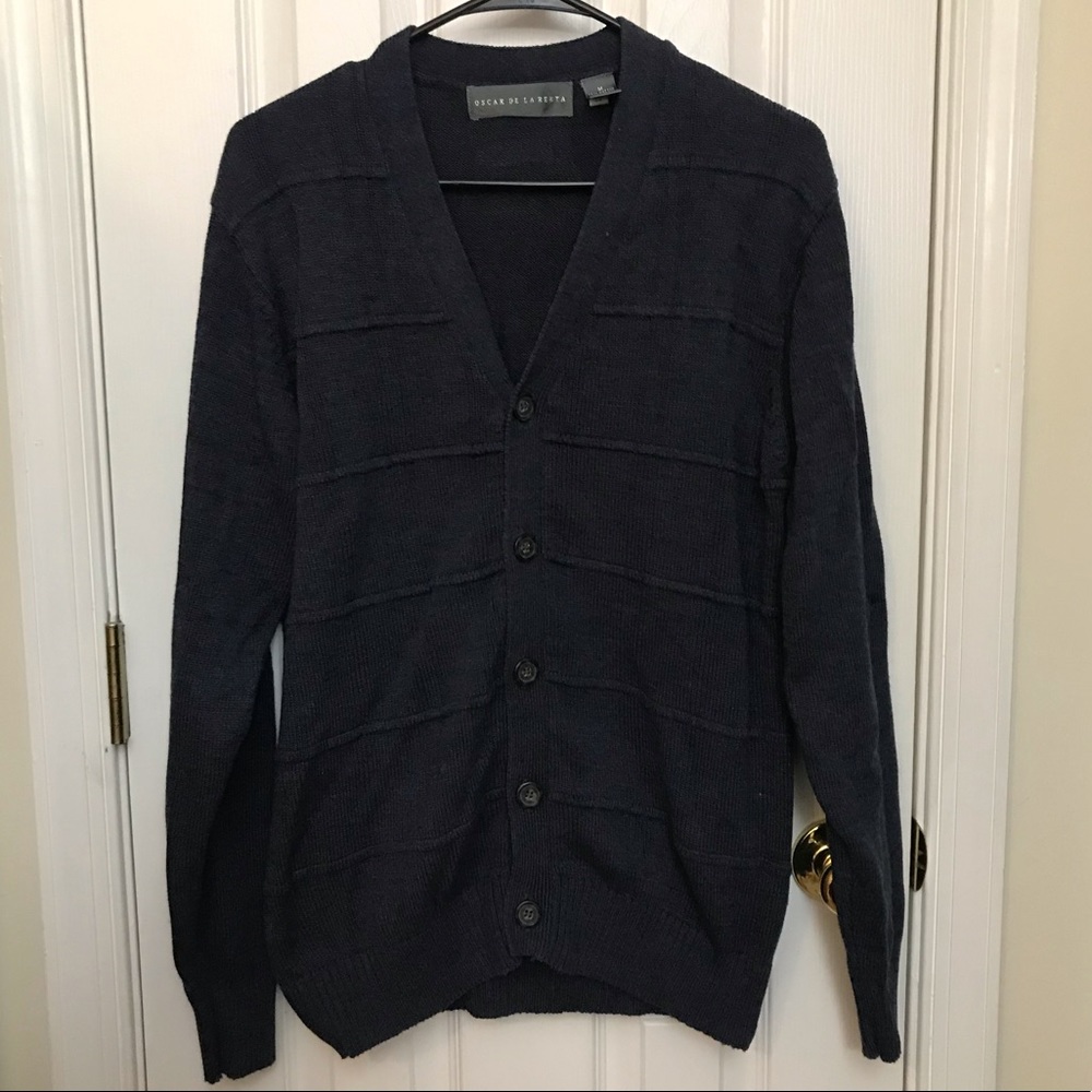 Oscar de la Renta Men’s Sweater Button Medium Grey